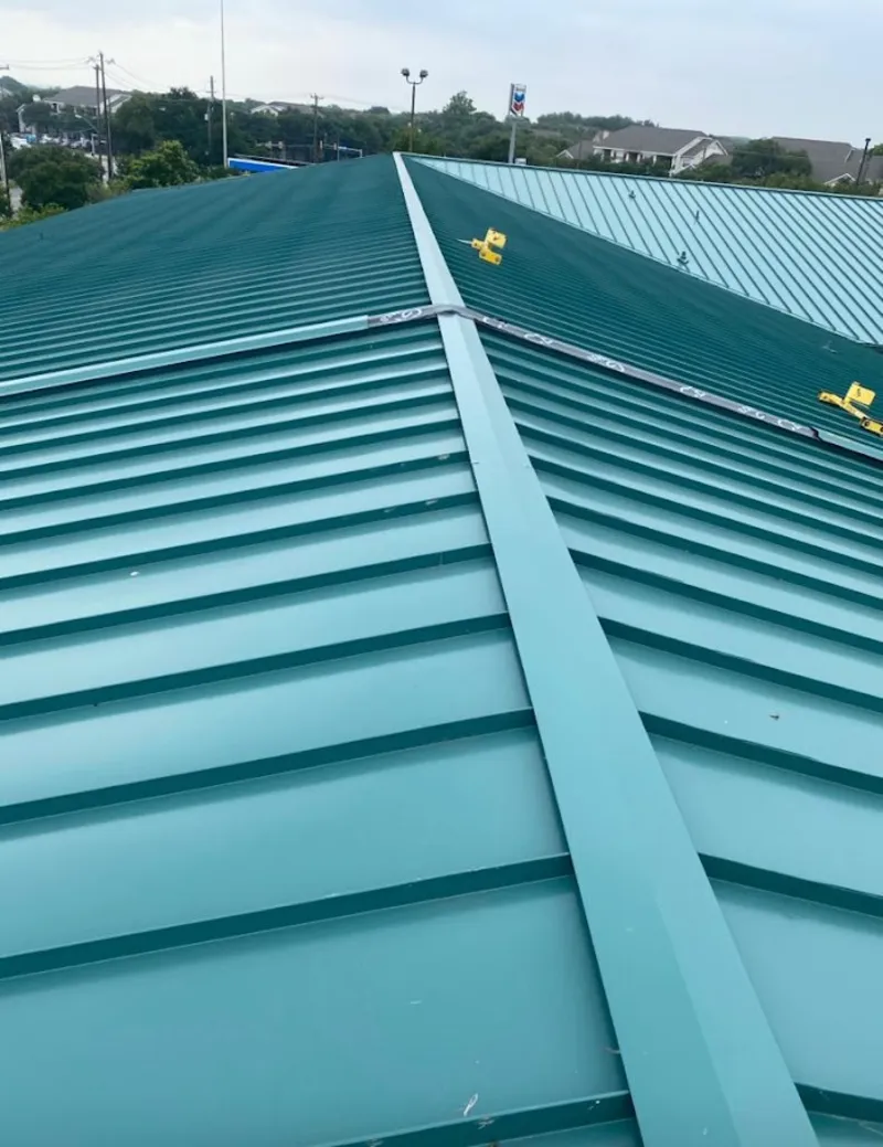 Green commercial metal roof ridge and valley for Metal Roof Repair in Park Ridge